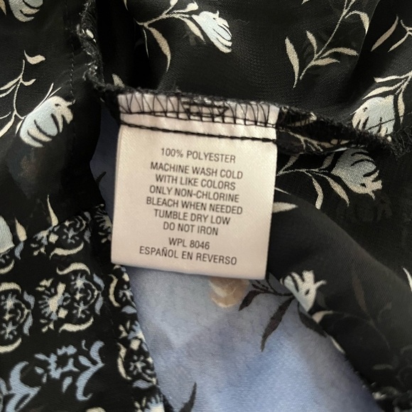Style & Co. Floral Blue and Black Women's Blouse Wide Sleeve Size Medium - Picture 10 of 16